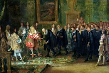 Réception des ambassadeurs des treize cantons suisses par Louis XIV (1638-1715) au Louvre, 11 novembre 1663, 1664